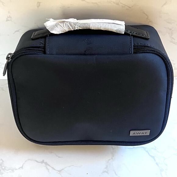 The AWAY Tech Case Zipper Pouch Blue Nylon Leather Handle Electronics Organizer - Picture 7 of 11